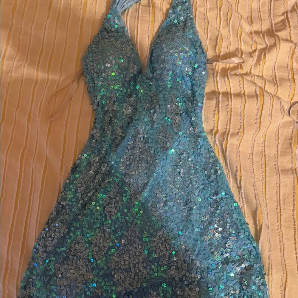 Primavera light blue Sparkling Sequin Dress - Picture 3 of 7